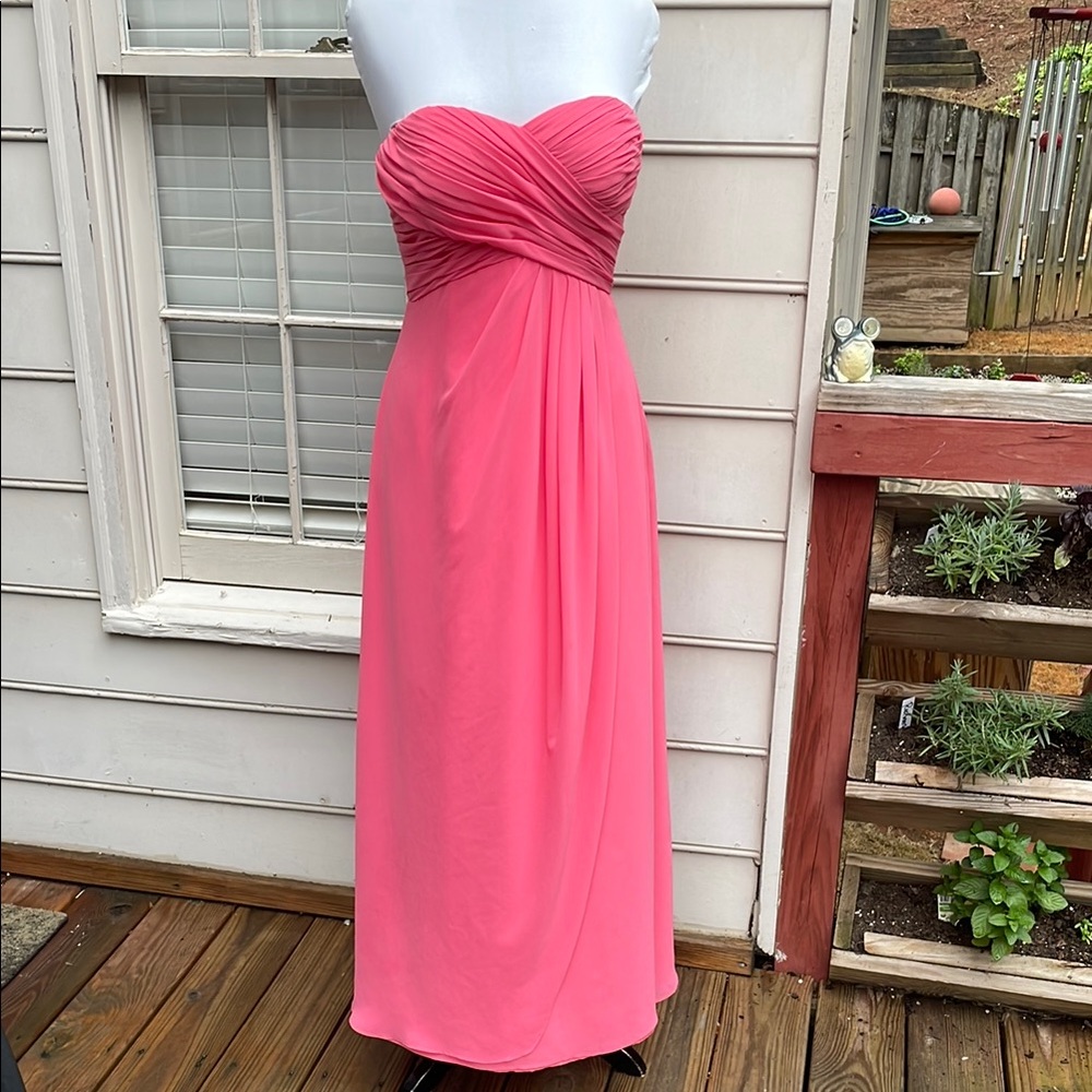 BILL LEVKOFF CORAL Bridesmaid Strapless Dress RN 82955 Size 10